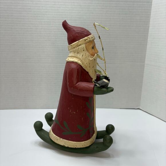 Vintage Y2K Hand-carved Hand-painted wooden Folk Art Old World Santa xmas Decor - Picture 4 of 8